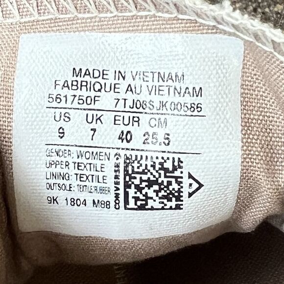 Converse All Star Slip On Beige Pinstriped Canvas Shoes Womens Sz 9 Stretch Back - Picture 11 of 11